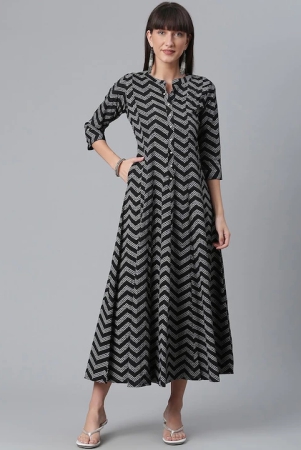 women-black-chevron-printed-anarkali-ethnic-dress