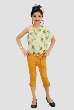 arshia-fashions-yellow-polyester-girls-top-with-capris-pack-of-1-none