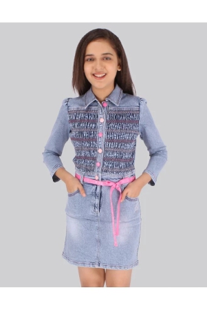 cutecumber-blue-denim-girls-shirt-dress-pack-of-1-none