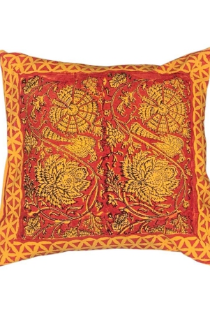 Orange Block Printed Cushion