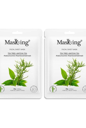 Masking Tea Tree & Matcha Tea Bamboo Face Sheet Mask 40 ml Pack of 2