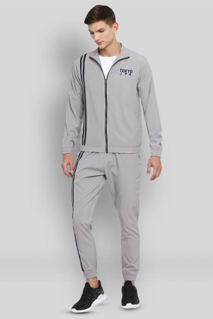 YUUKI - Light Grey Polyester Regular Fit Striped Mens Sports Tracksuit ( Pack of 1 ) - XL