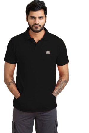 men-solid-polo-neck-polyester-black-t-shirt