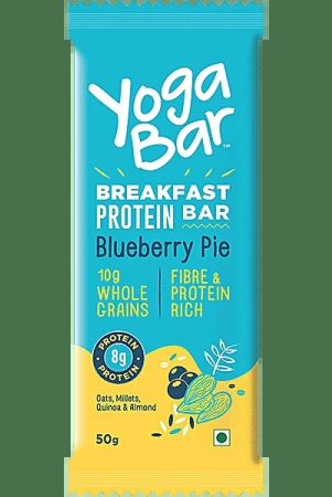 Yoga Bar Breakfast Protein Bar - Blueberry Pie, Healthy Snack, Rich In Protein & Fibre, 50 Gm