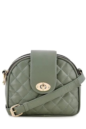 Lychee bags Women Pu Quilted Green Sling Bag ( green )