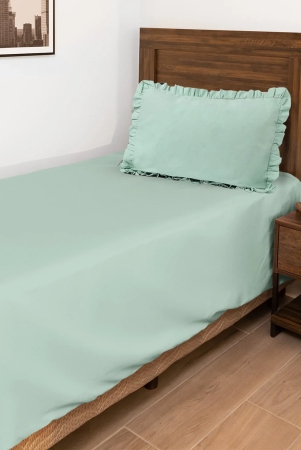 solid-colour-100-cotton-270-tc-single-bedsheet-with-frill-pillow-cover-pista