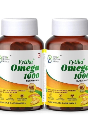 Fytika Omega 1000 (Omega-3 Fatty acids)- 2x60 Capsules (Pack of 2)