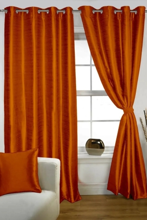 Lushomes Silk Curtain with Blackout Lining curtain for Living, Curtains & Drapes, (54 X 90 inches, Single piece)-Lushomes Silk Curtain with Blackout Lining curtain for Living / Mango