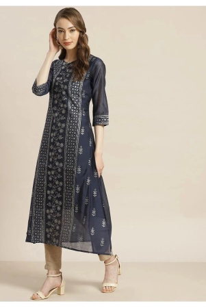 juniper-blue-chanderi-womens-a-line-kurti-pack-of-1-s