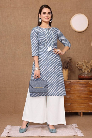 Rangita Women Cotton Light Grey Printed Knee Length Straight Kurti - None