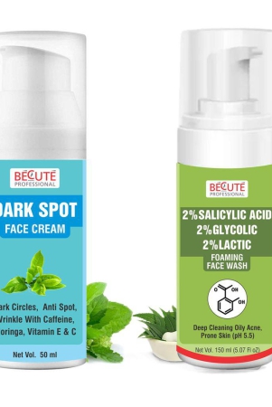 BECUTE Professional Dark Spot Face Cream+2% Salicylic Acid Foaming Face Wash - Combo Pack, 200 mL