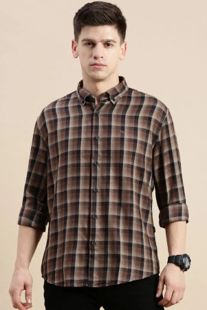 showoff-cotton-blend-regular-fit-checks-full-sleeves-mens-casual-shirt-brown-pack-of-1-none