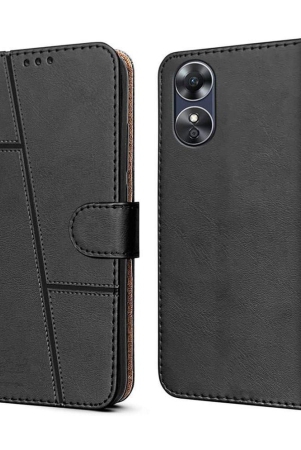 nbox-black-flip-cover-artificial-leather-compatible-for-oppo-f23-5g-pack-of-1-black