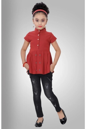 arshia-fashions-red-denim-girls-tunic-with-jeans-pack-of-1-none