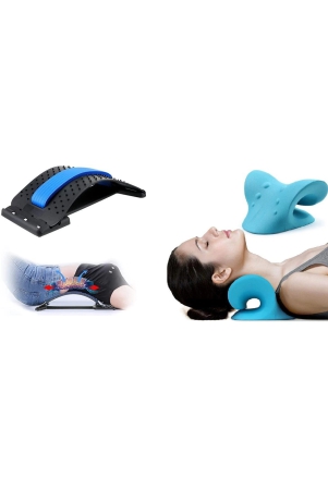 multi-level-back-stretcher-posture-corrector-device-for-back-pain-relief-with-back-support-mate-magic-back-stretching-massage-blue-with-expertomind-neck-relaxer-expertomind-neck-relaxer-cervi