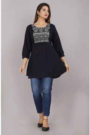 highlight-fashion-export-navy-blue-rayon-womens-flared-kurti-pack-of-1-none