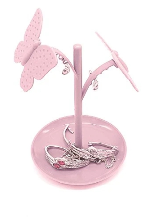 magnusdeal-butterfly-tree-jewellery-necklace-stud-earring-holder-organizer-pink