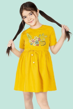 Naughty Ninos Yellow Polyester Girls A-line Dress ( Pack of 1 ) - None