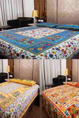 uniqchoice-mulicoloured-jaipuri-printed-cotton-3-double-bed-sheet-combo-with-6-pillow-cover