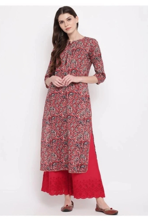 vbuyz-red-cotton-straight-kurti-xl