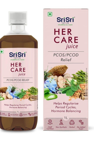 Sri Sri Tattva Her Care Juice - PCOS / PCOD Relief | Helps Regularise Period Cycles, Hormone Balancing | 1L