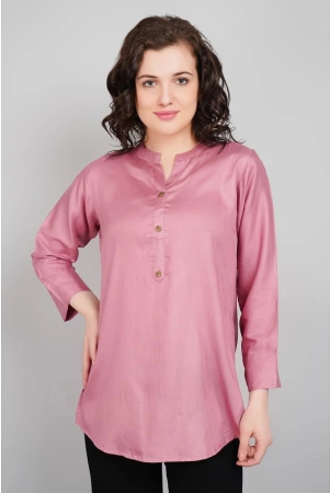 ppthefashionhub-rayon-solid-straight-womens-kurti-mauve-pack-of-1-none