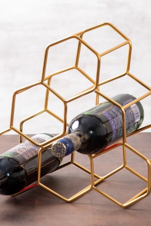 Genus 6 Bottle Wine Rack in Gold Color