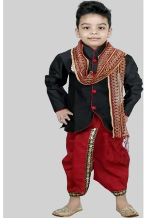 coxxup-black-silk-boys-dhoti-kurta-set-pack-of-1-none