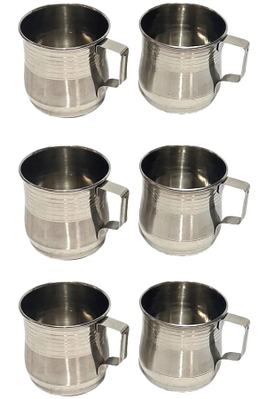 dynore-teacoffee-mug-solid-stainless-steel-coffee-mug-180-ml-pack-of-6-silver