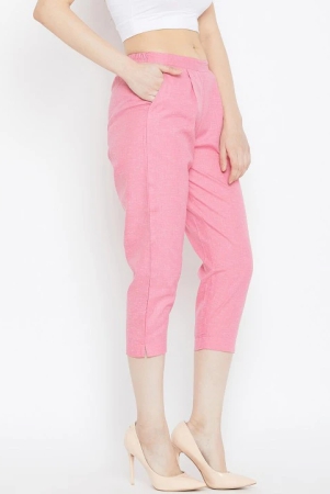 Women Pink Textured Cigarette Trousers