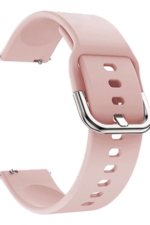 19mm Silicone Strap Band with Metal Buckle Compatible with Noise Colorfit Pro 2, Boat Storm Smart Watch & Watches All19mm Watches Compatible (Pink)