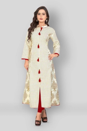 vbuyz-white-cotton-womens-front-slit-kurti-pack-of-1-xl