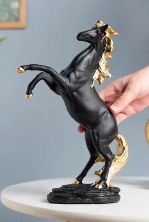 Bharat Saini Art ; Black and Gold Resin Horse Showpiece for Home Décor, Living Room, Good Luck | Perfect for Gifting