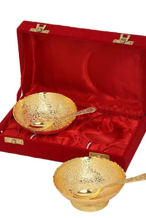 Rajrang Fancy Gold Plated Bowl with Spoon- Pack of 2