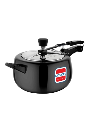 UCOOK By UNITED Ekta Engg. Royale Duo 5 Litre Hard Anodised Aluminium Inner Lid Induction Pressure Cooker with Stainless Steel Lid, Black