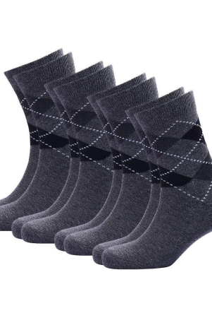 WILDSTUFF - Cotton Mens Argyle Light Grey Mid Length Socks ( Pack of 4 ) - Light Grey