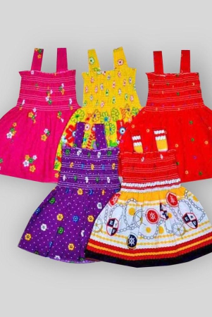 Sathiyas - Multi Cotton Baby Girl Frock ( Pack of 5 ) - 18-24 M