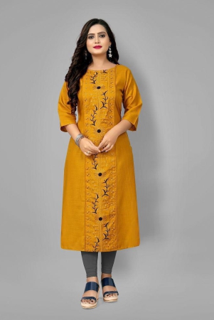 riaana-mustard-cotton-blend-womens-straight-kurti-pack-of-1-none