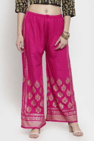 OMAYA - Pink Rayon Flared Women's Palazzos ( Pack of 1 ) - None