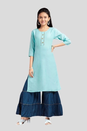 aarika-sea-green-cotton-girls-kurta-and-sharara-set-pack-of-1-none