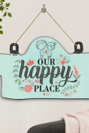 Indigifts Wooden Door Wall Hanging Valentine Gift for Girlfriend Boyfriend Couple You Are My Happy Place 11.05x7 Inch - Gift for Boyfriend, Gift for Girlfriend, Gift For Lover, Gifts For Couple