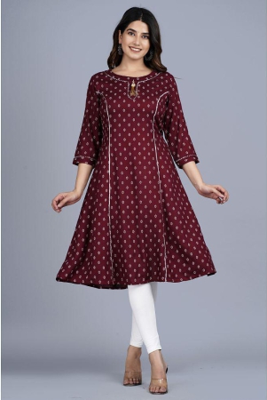 Smien - Maroon Rayon Womens A-line Kurti ( Pack of 1 ) - None