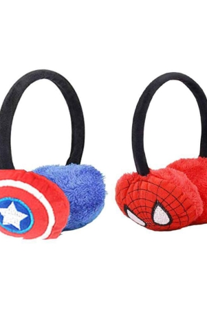 thriftkart-kids-superheroes-winter-warm-earmuffs-for-ear-protection-assorted-superhero-design-pack-of-2pc-none