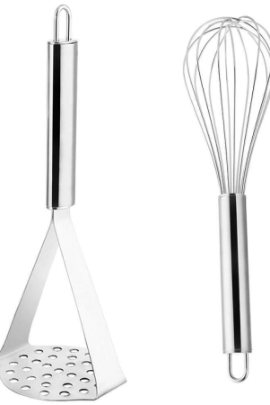 hometales-premium-stainless-steel-kitchen-tool-combo-set-of-2-1u-oval-masher-pipe-handle-1u-whisker-combo-silver