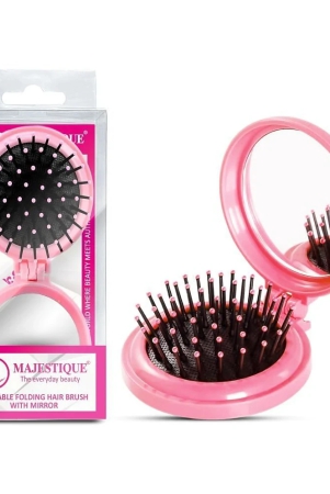 majestique-portable-folding-hair-brush-with-mirror-cute-pocket-sized-accessories-1pcmulticolor