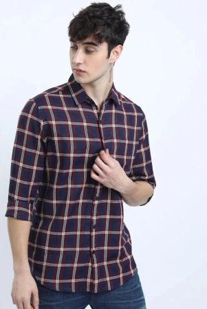 ketch-polyester-slim-fit-checks-full-sleeves-mens-casual-shirt-navy-blue-pack-of-1-none