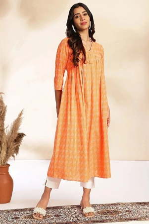 janasya-cotton-printed-a-line-womens-kurti-orange-pack-of-1-none