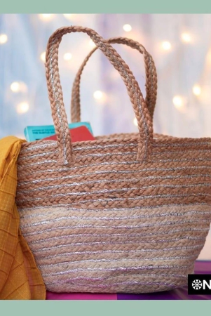 Brown and cream Jute Tote Bag