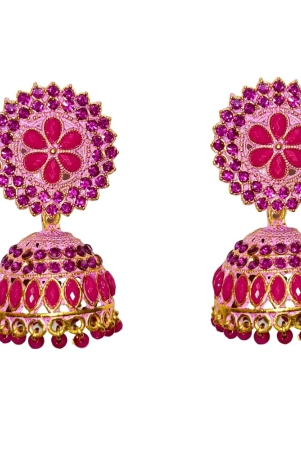 pink-rhinestone-jhumka-earrings