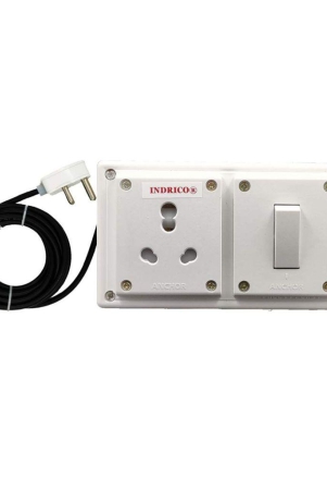 INDRICO? Extension Board with Long Wire (1.5 mm) 16Amp 1 Socket 1 Switch (Pack of 1) Polycarbonate, White